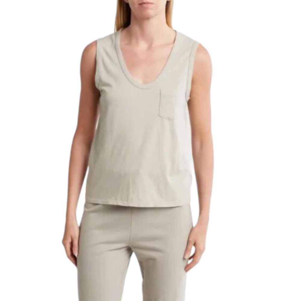 California-casual, off-duty luxury, James Perse V-Neck Sleeveless Top Sz Small/3